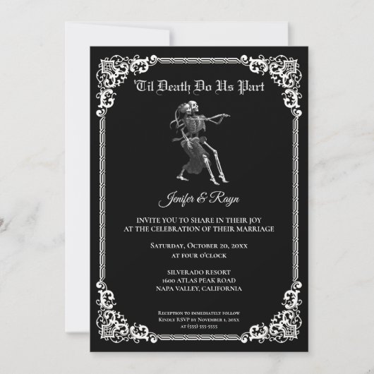 Dark Gothic Halloween wedding Invitation 招待状 (正面)