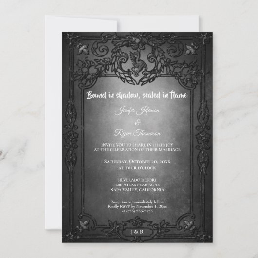 Dark Gothic Halloween wedding invitation 招待状 (正面)