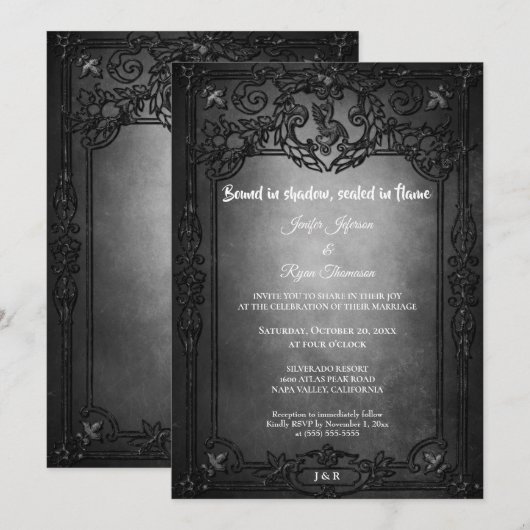 Dark Gothic Halloween wedding invitation 招待状 (正面/裏面)