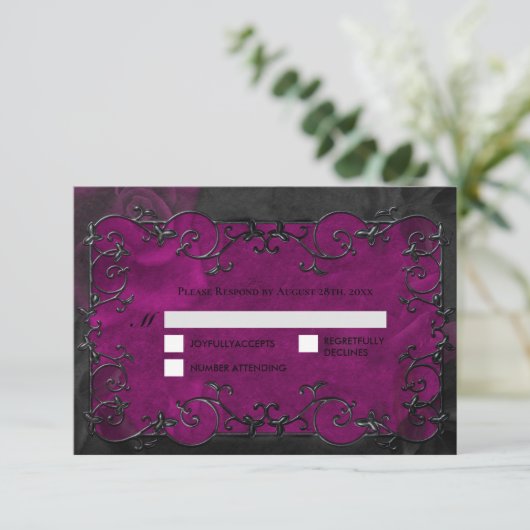 Dark Gothic Halloween Wedding RSVP Card (スタンド正面)