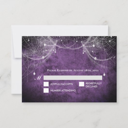 Dark Gothic Halloween Wedding RSVP Card (正面)