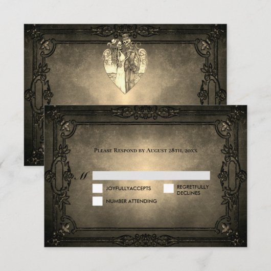Dark Gothic Halloween Wedding RSVP Card (正面/裏面)