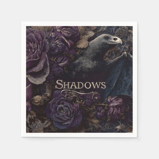 Dark Gothic Illustration of Bird-Bat Creature  スタンダードカクテルナプキン (正面)