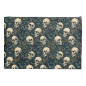 Dark Gothic pink skulls & foliage Halloween 枕カバー (裏面)