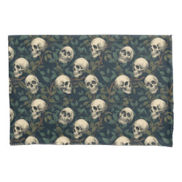 Dark Gothic pink skulls & foliage Halloween 枕カバー