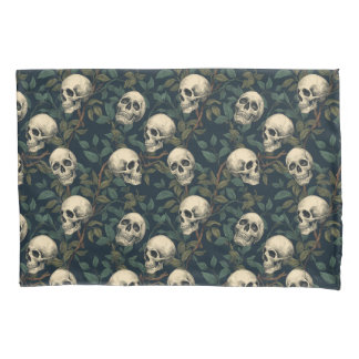 Dark Gothic pink skulls & foliage Halloween 枕カバー