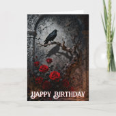 Dark Gothic Raven and Roses Mural Birthday カード (正面)