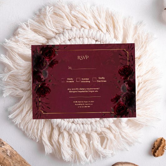 Dark Gothic Romance Roses Wedding RSVP