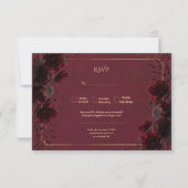Dark Gothic Romance Roses Wedding RSVP (正面)