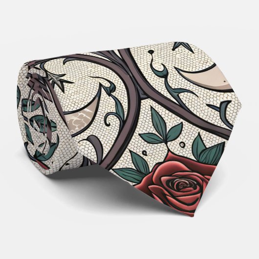 Dark Gothic Rose Pattern (1) ネクタイ (ロール)