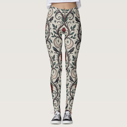 Dark Gothic Rose Pattern (1) レギンス (正面)