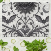 Dark Gothic Rose Pattern (3) キッチンタオル (折り畳み)