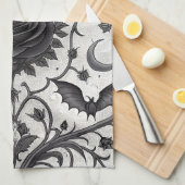 Dark Gothic Rose Pattern (3) キッチンタオル (四つ折り)