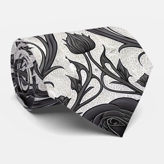 Dark Gothic Rose Pattern (3) ネクタイ (ロール)
