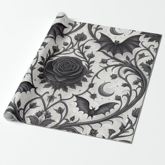 Dark Gothic Rose Pattern (3) ラッピングペーパー (アンロールド)