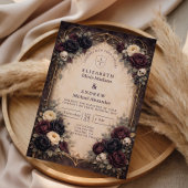 Dark Gothic Skull Floral Wedding 招待状