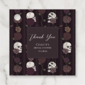 Dark Gothic Skull & Rose Wedding Thank You フェイバータグ (正面)