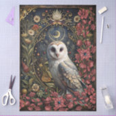 Dark Gothic White Owl Floral Abstract Art  薄葉紙 (クラフト)