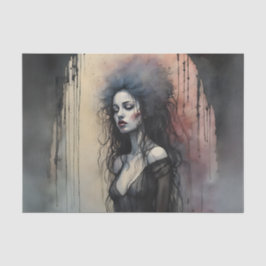 Dark Gothic Woman Portrait Moody Grunge Painterly 薄葉紙