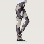 Dark Gray Black And White Camouflage PatteLeggings レギンス (右)