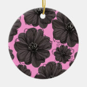 Dark Gray Flowers  セラミックオーナメント (正面)