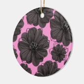 Dark Gray Flowers  セラミックオーナメント (左)