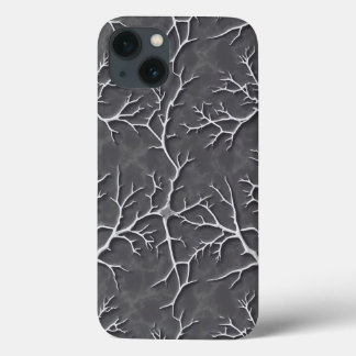 Dark Gray iPhone Case with Branch Textured Relief 13ケース