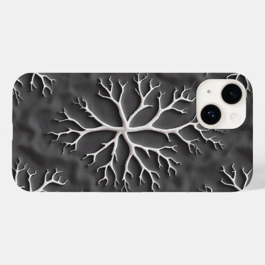 Dark Gray iPhone Case with Organic White Branches Case-Mate iPhoneケース (裏面 (横))