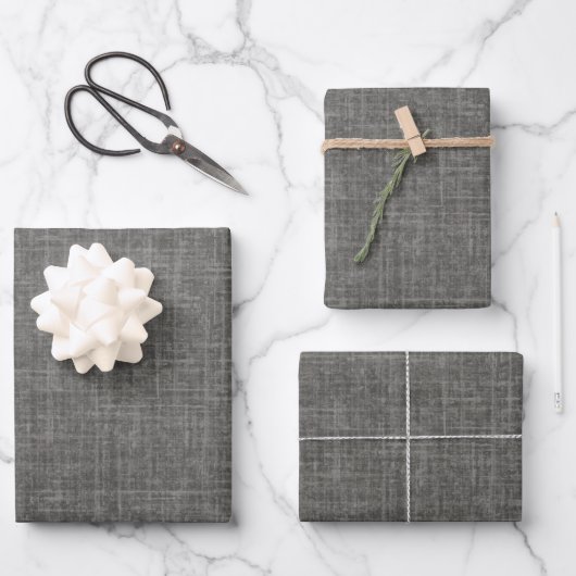 Dark Gray Linen ラッピングペーパーシート (正面)