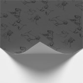 Dark Gray Miniature Schnauzer Line Art Pattern ラッピングペーパー (角)