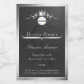 Dark Gray Product Label Silver Frame Logo Monogram フードラベル (シングルラベル)