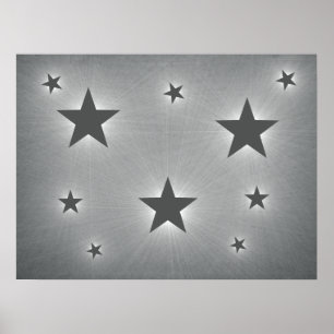 Dark Gray Stars in the Night Sky Poster ポスター