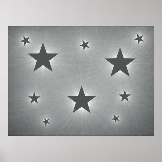 Dark Gray Stars in the Night Sky Poster ポスター (正面)