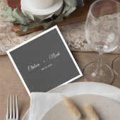 Dark Gray Wedding Cocktail Napkin スタンダードカクテルナプキン
