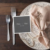 Dark Gray Wedding Cocktail Napkin スタンダードカクテルナプキン
