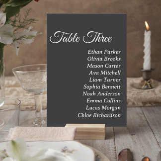 Dark Gray Wedding Table Number Card テーブルナンバー