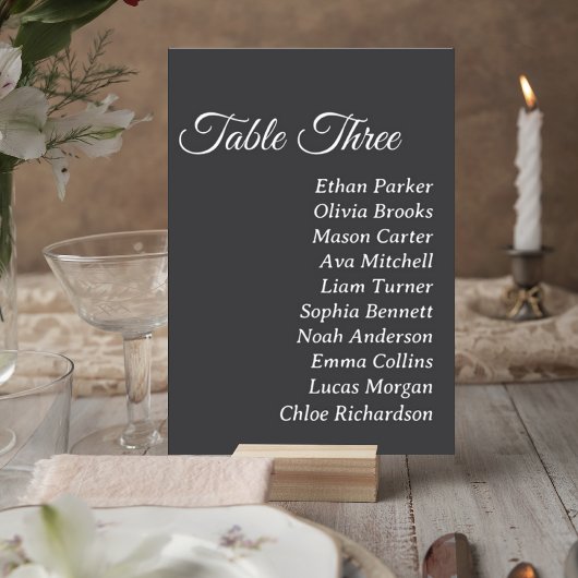 Dark Gray Wedding Table Number Card テーブルナンバー