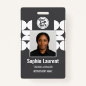 Dark Gray White Geometric Modern Company Security バッジ (正面)