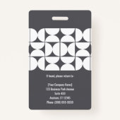 Dark Gray White Geometric Modern Company Security バッジ (裏面)