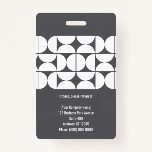 Dark Gray White Geometric Modern Company Security バッジ (裏面)