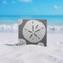 Dark Gray & White Tropical Beach Sand Dollar タイル