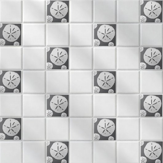 Dark Gray & White Tropical Beach Sand Dollar タイル