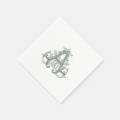 Dark Green "A" Monogram Cocktail Napkins スタンダードカクテルナプキン (角)