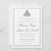 Dark Green "A" Monogram Wedding Invitation 招待状 (正面)