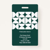 Dark Green Abstract Shapes Business Staff Pass ID バッジ (裏面)