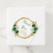 Dark Green and Gold Elegant Flowers Birthday Party フェイバータグ (インサイチュ)