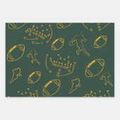 Dark Green and Gold Football Playbook Patterns ラッピングペーパーシート (正面)