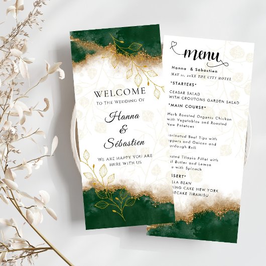 Dark green and gold Wedding Menu メニュー