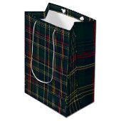 Dark Green and Red Christmas Plaid Gift Bag ミディアムペーパーバッグ (正面アングル)