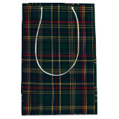 Dark Green and Red Christmas Plaid Gift Bag ミディアムペーパーバッグ (正面)